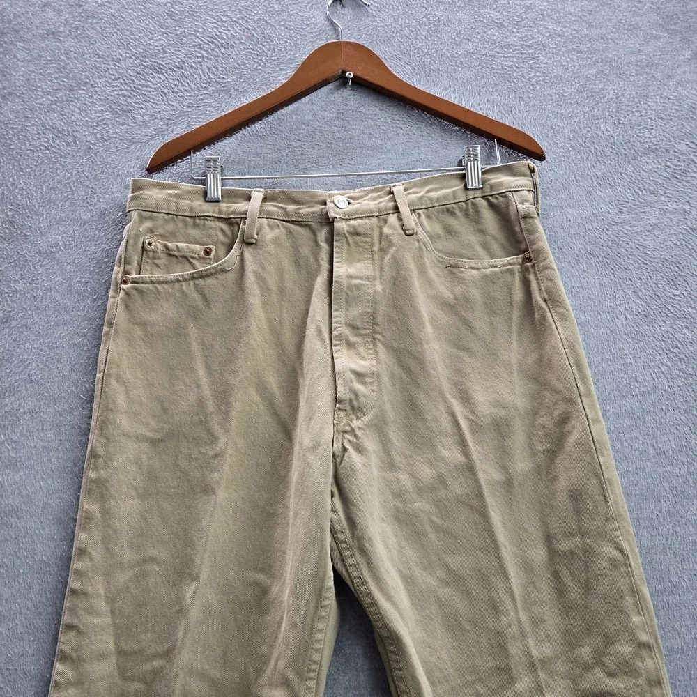 VINTAGE Levi's 501 Men Jeans 36X32 Khaki Original Fit Straight Twill 24